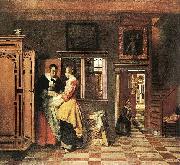 Pieter de Hooch At the Linen Closet painting